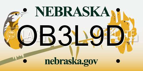 OB3L9D Nebraska License Plate