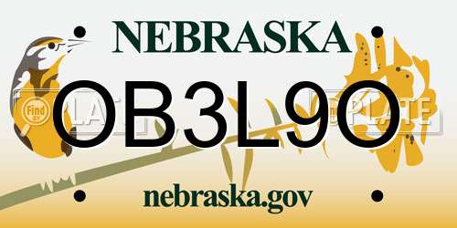 OB3L9O Nebraska License Plate