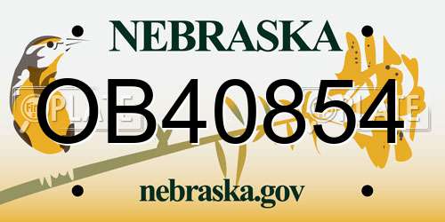 OB40854 Nebraska License Plate