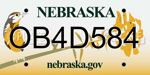OB4D584 Nebraska License Plate