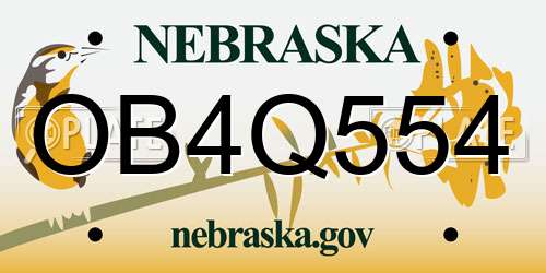 OB4Q554 Nebraska License Plate