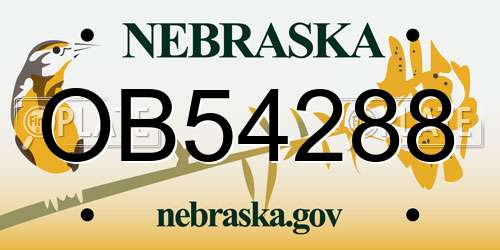 OB54288 Nebraska License Plate