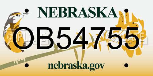 OB54755 Nebraska License Plate