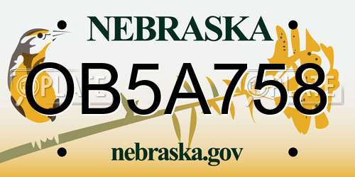 OB5A758 Nebraska License Plate
