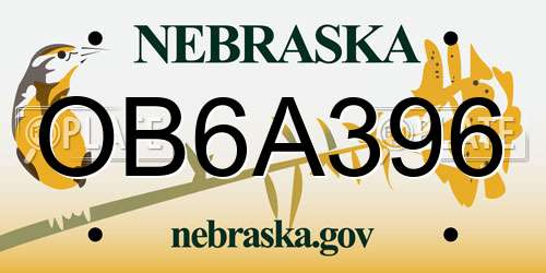 OB6A396 Nebraska License Plate