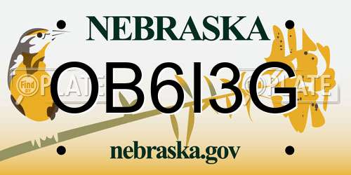 OB6I3G Nebraska License Plate