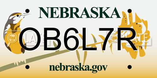 OB6L7R Nebraska License Plate