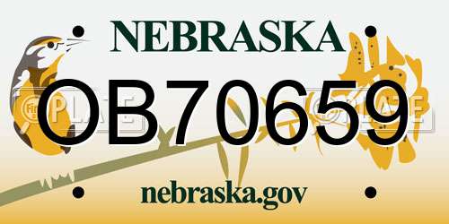 OB70659 Nebraska License Plate