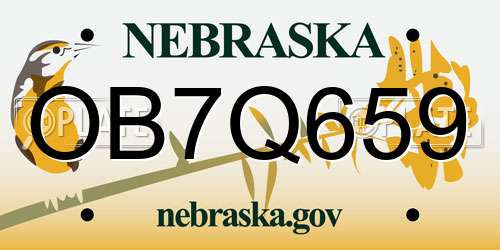 OB7Q659 Nebraska License Plate