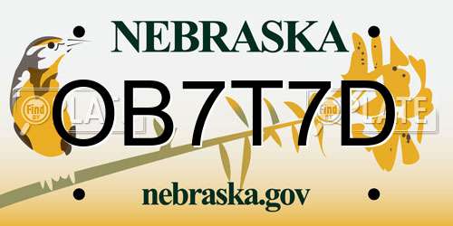 OB7T7D Nebraska License Plate
