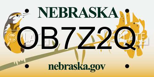 OB7Z2Q Nebraska License Plate
