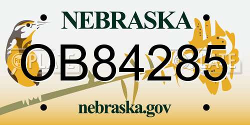 OB84285 Nebraska License Plate