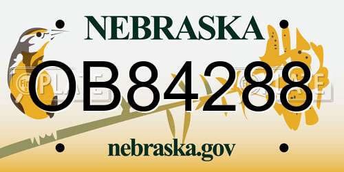 OB84288 Nebraska License Plate