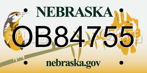 OB84755 Nebraska License Plate