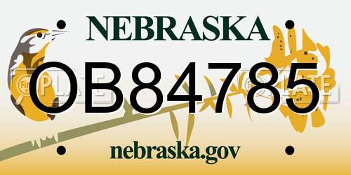 OB84785 Nebraska License Plate