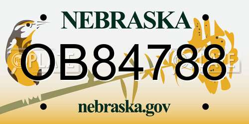 OB84788 Nebraska License Plate