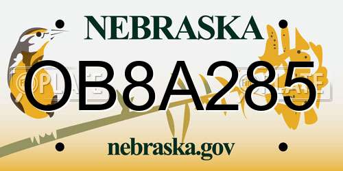OB8A285 Nebraska License Plate