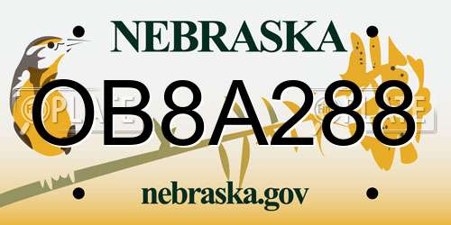 OB8A288 Nebraska License Plate