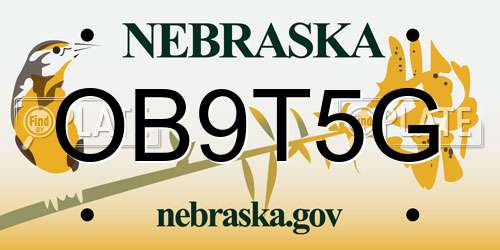 OB9T5G Nebraska License Plate