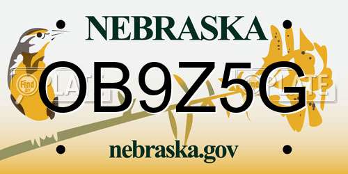 OB9Z5G Nebraska License Plate