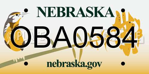 OBA0584 Nebraska License Plate
