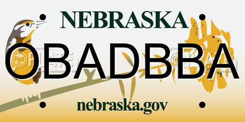 OBADBBA Nebraska License Plate