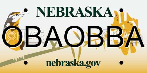 OBAOBBA Nebraska License Plate