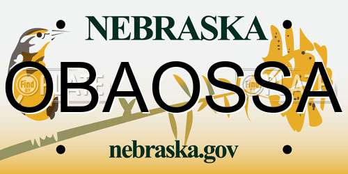 OBAOSSA Nebraska License Plate