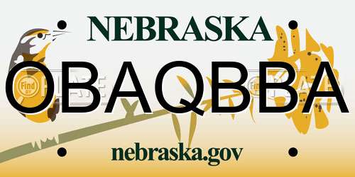 OBAQBBA Nebraska License Plate