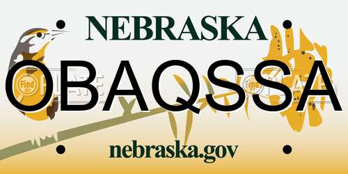 OBAQSSA Nebraska License Plate