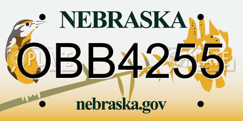 OBB4255 Nebraska License Plate