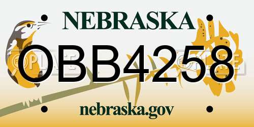 OBB4258 Nebraska License Plate