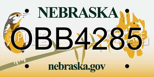 OBB4285 Nebraska License Plate