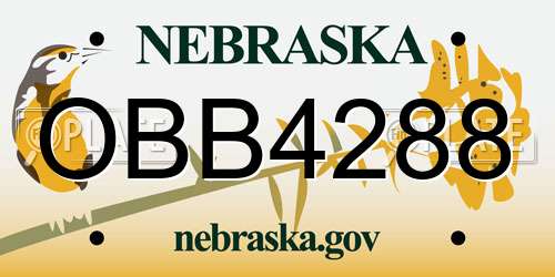 OBB4288 Nebraska License Plate
