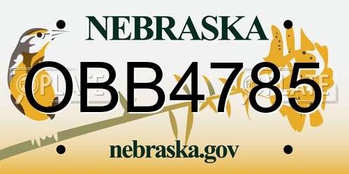 OBB4785 Nebraska License Plate