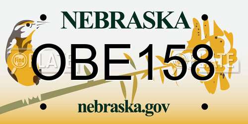OBE158 Nebraska License Plate