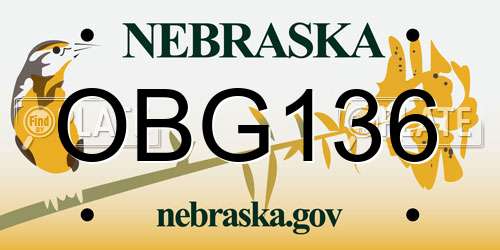 OBG136 Nebraska License Plate