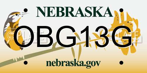 OBG13G Nebraska License Plate