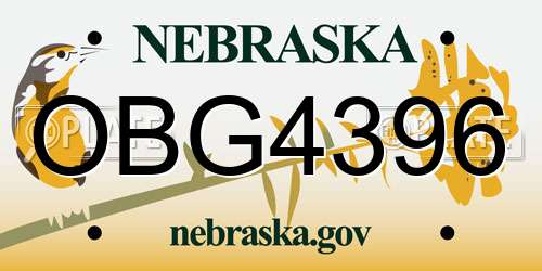 OBG4396 Nebraska License Plate