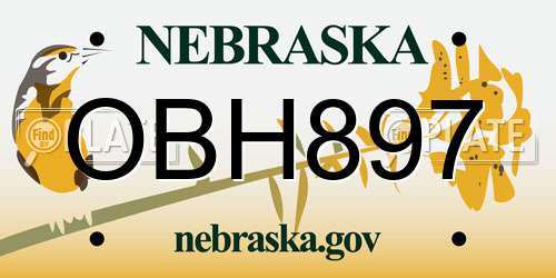 OBH897 Nebraska License Plate