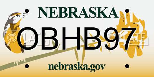 OBHB97 Nebraska License Plate