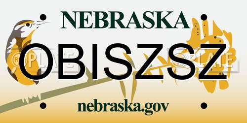 OBISZSZ Nebraska License Plate