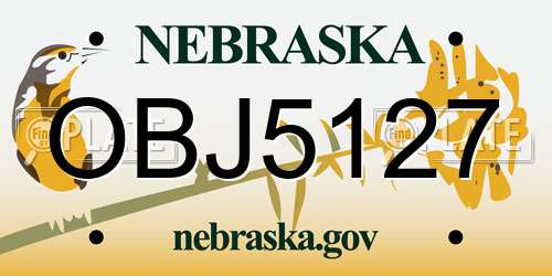 OBJ5127 Nebraska License Plate