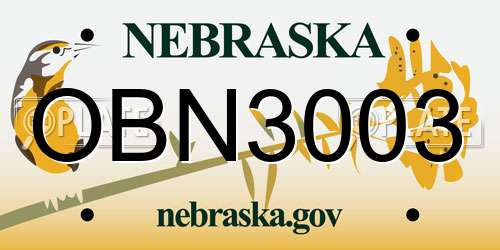 OBN3003 Nebraska License Plate
