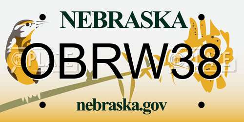 OBRW38 Nebraska License Plate