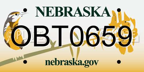OBT0659 Nebraska License Plate