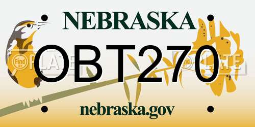 OBT270 Nebraska License Plate
