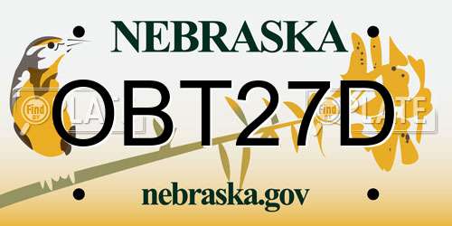 OBT27D Nebraska License Plate