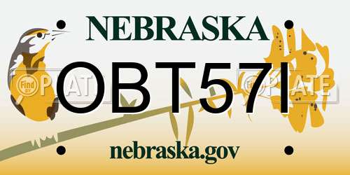 OBT57I Nebraska License Plate