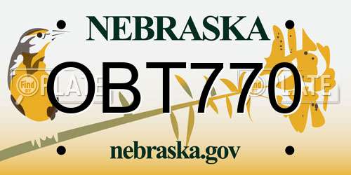 OBT770 Nebraska License Plate